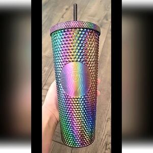 Starbucks Fall 2023 Rainbow Studded Cold Cup Tumbler 24oz NEW Oil Slick Sparkles